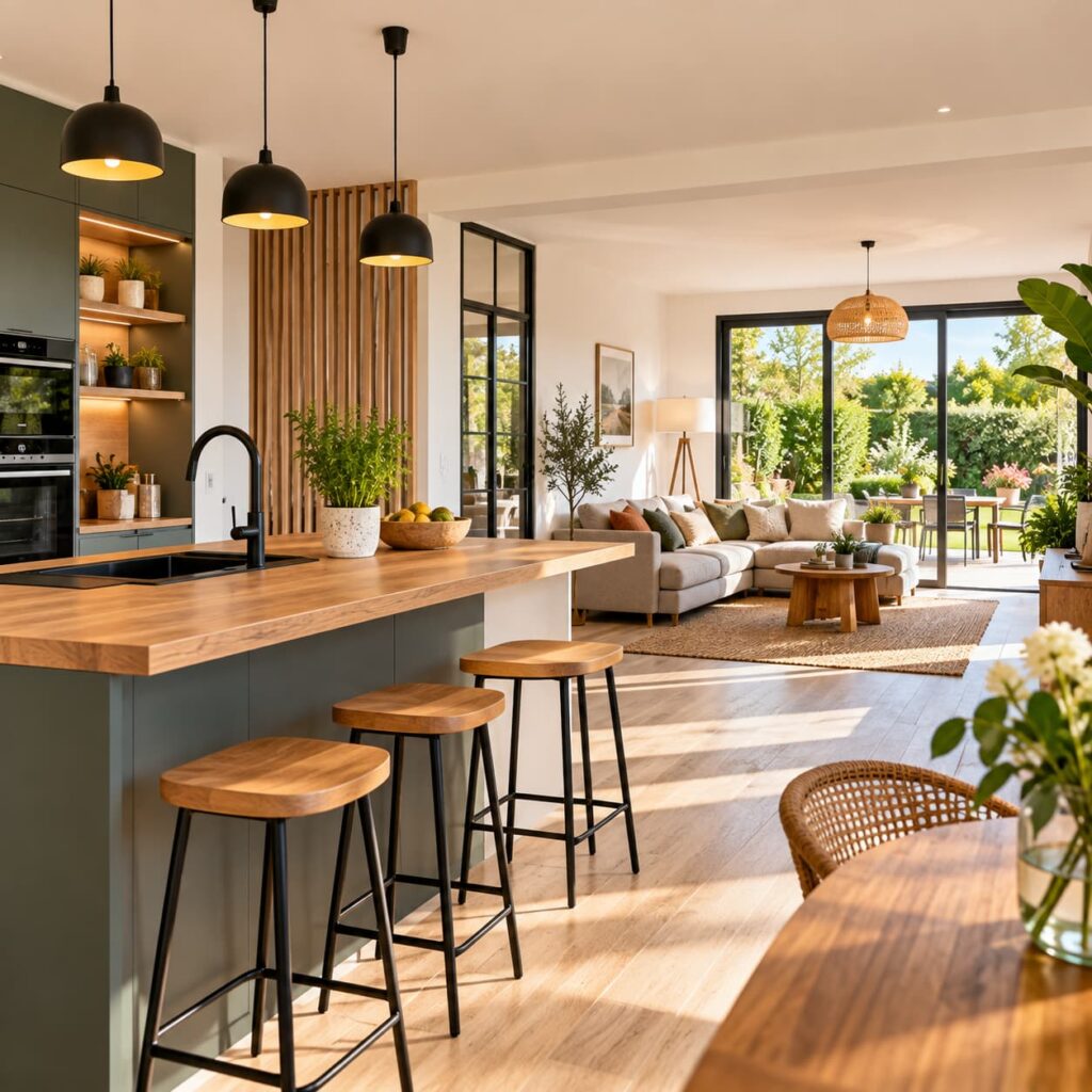 Cuisine et pièce de vie modernisées pour augmenter la valeur d’une maison avant sa revente