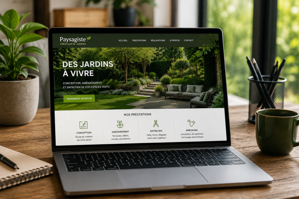 Site internet professionnel de paysagiste présentant ses services et réalisations